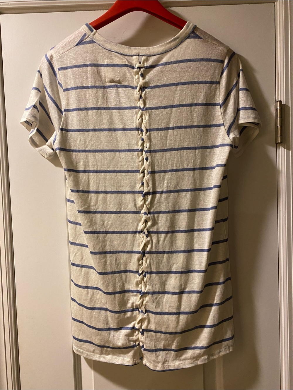 Chaser Braided Back Detail Striped Tee NWT - Picture 4 of 14